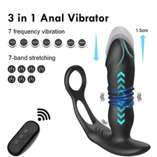 Rechargeable Health Telescopic Silicone Vibrating Prostate Massage RemoteControl