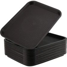 14 x 10 Inch Plastic Fast Food Tray, Rectangular Plastic Cafeteria Trays 14 PCS