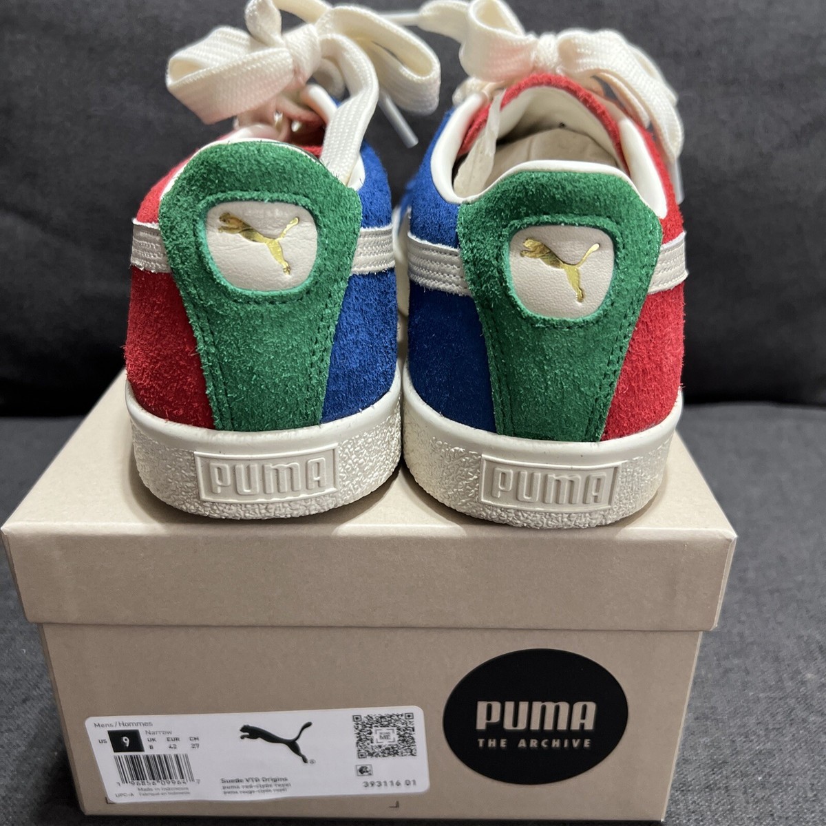 Puma Suede Vtg Origins Lace Up Mens Red Sneakers Casual Shoes