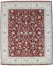 Handmade Indo-Nain Oriental Rug 8X10 ft Classic Floral Wool Carpet Home Decor