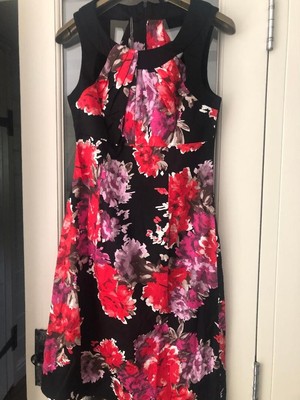 Sandro Ferrone Roma Sleeveless Floral Design Knee Length Shift Dress - Size 8