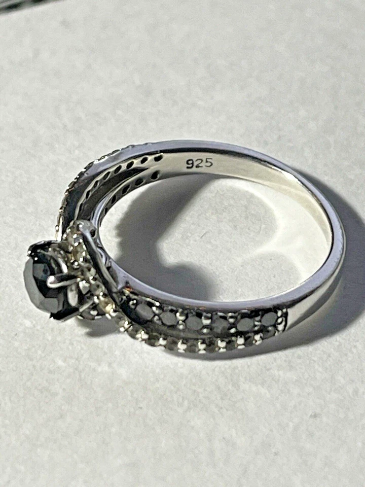 Stella Grace Sterling Silver 3/4 Carat Black Diamond White Sapphire Swirl - Image 2 of 4