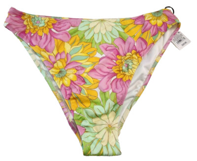 Shade & Shore Womens Floral High Waist Extra High Leg Cheeky Swim Bottoms Size S