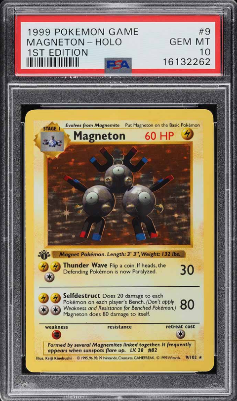 1999 Pokemon Game Base Set 1st Edition Holo Magneton #9 - PSA 10 