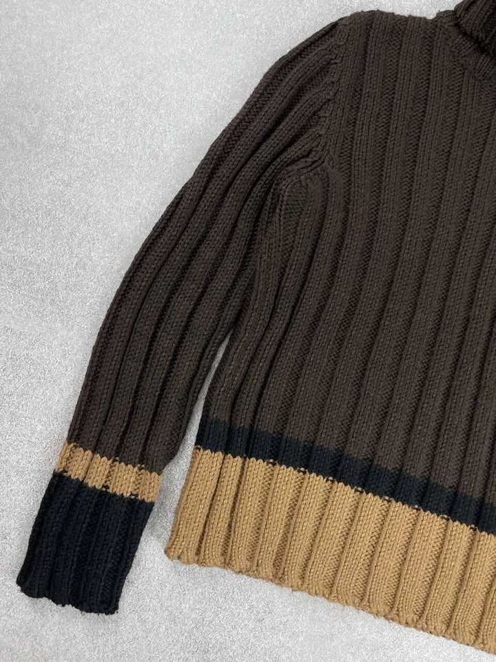 Suéter Vintage Dolce & Gabbana Lana Tejido Cuello Alto Marrón Para Mujer Talla 46 Foto 3 de 4