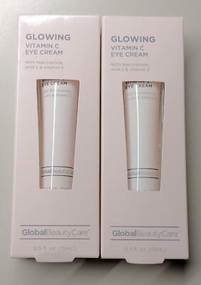 2 x Global Beauty Care Glowing Vitamin C EYE CREAM w/Niacinamide AHA's Vitamin E