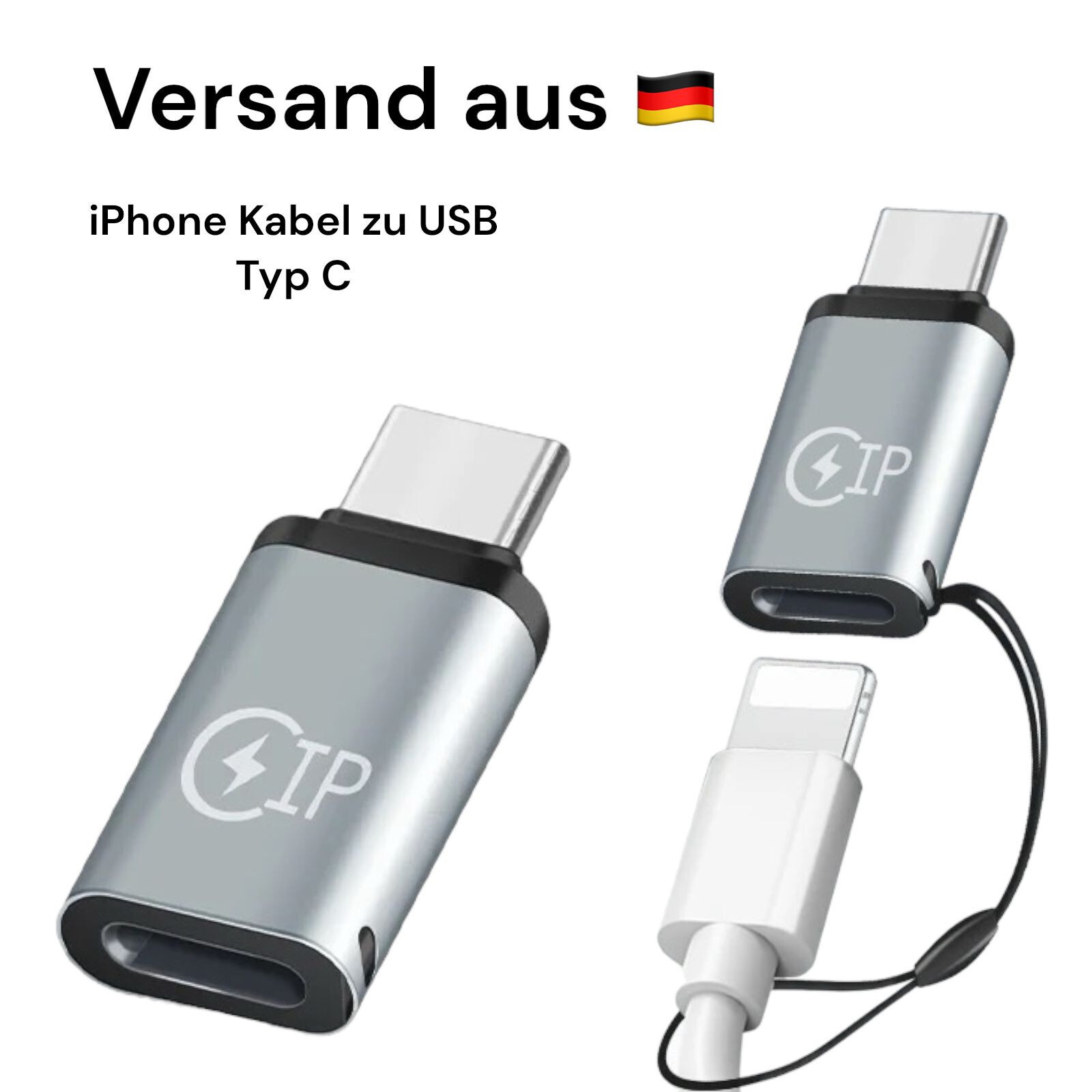 Apple IOS zu USB C Adapter 8-Pin zu Typ C Stecker iPhone Ladestecker zu Android