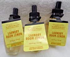 Bath Body Works LAUNDRY ROOM LEMON Wallflowers Fragrance Refill Bulbs 3 SEALED