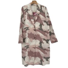 Mystree Women's Size Medium Jacket Duster Cotton Rose Pink Camo Pockets New