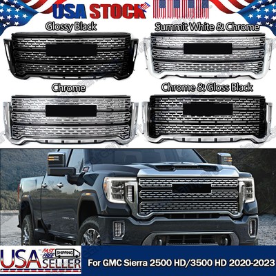Front Bumper Grille w/o Camera For 2020-2023 GMC Sierra 2500/3500HD Denali Style