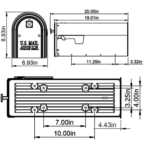 Elite Green, Large, Steel, Post Mount Mailbox - Picture 5 of 12