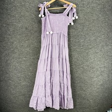 Unbranded Dress Women L Large Purple Plaid Maxi Long Sleeveless Square Neck