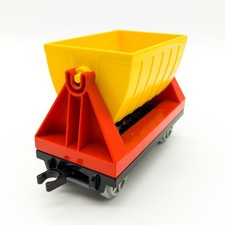 LEGO DUPLO Eisenbahn Kipplore Cargo Güterwagen Waggon gelb rot mit Kippmulde