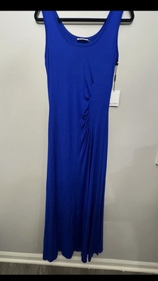 Calvin Klein Royal Blue Sleeveless Ruching Detail Maxi Dress Size 10