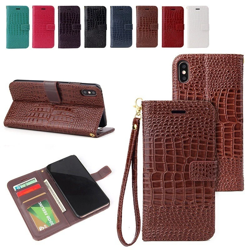 For iPhone 16 Pro Max 15 14 13 12 11 XR XS Crocodile Pattern Wallet Phone Cover - Image 3 of 4