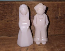 Jenny Josh Doll Pair Vaseline Glass Opaque Light Pink Glows