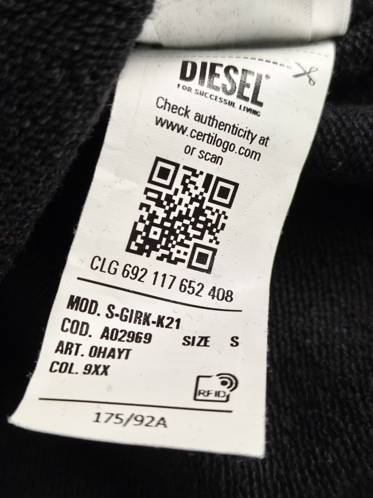 Diesel Only The Brave Pullover Men's Size S Black Sweater Jumper Logo Designer image 5