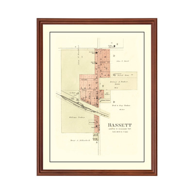 #ad Old Map of Bassett IA 1892 Vintage Bassett Iowa Art $89.99