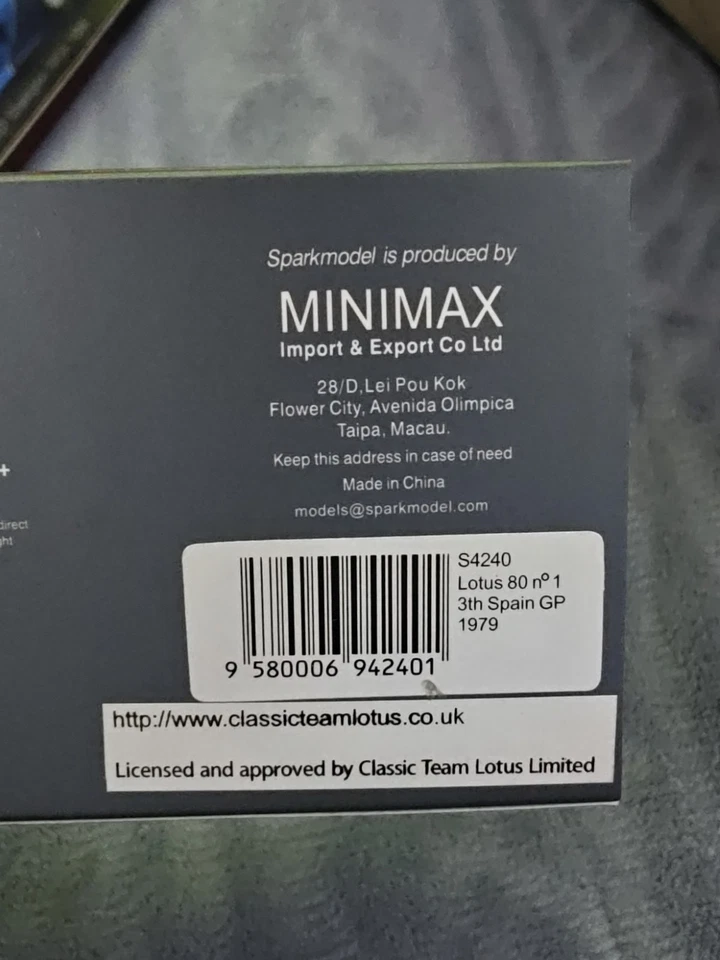 Spark 1:43 Lotus 80 #1 Spanish GP 1979 Mario Andretti S4240 - Immagine 2 di 2