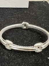 David Yurman Thoroughbred Double Link Bracelet In Small .26 Diamonds