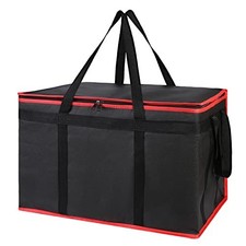 Insulated Food Delivery Bag, Xxx-Large, Black-Red, 79 Liter Tote