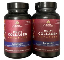 FOR 2 Ancient Nutrition Multi Collagen Advanced LONGEVITY 90 Capsules EXP2026+