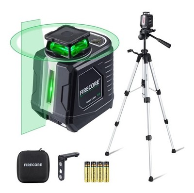 Firecore 360° Self Leveling Cross Line Laser Leveler with Pluse Mode Green Laser