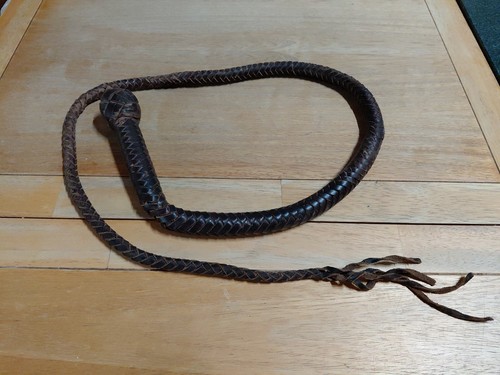 Vintage Cowboy Leather Weaved Bull Whip - Indiana Jones 4ft 9 Inches