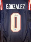 Christian Gonzalez - Signed Custom NFL Jersey XL Blue NE Patriots #0 - BAS COA
