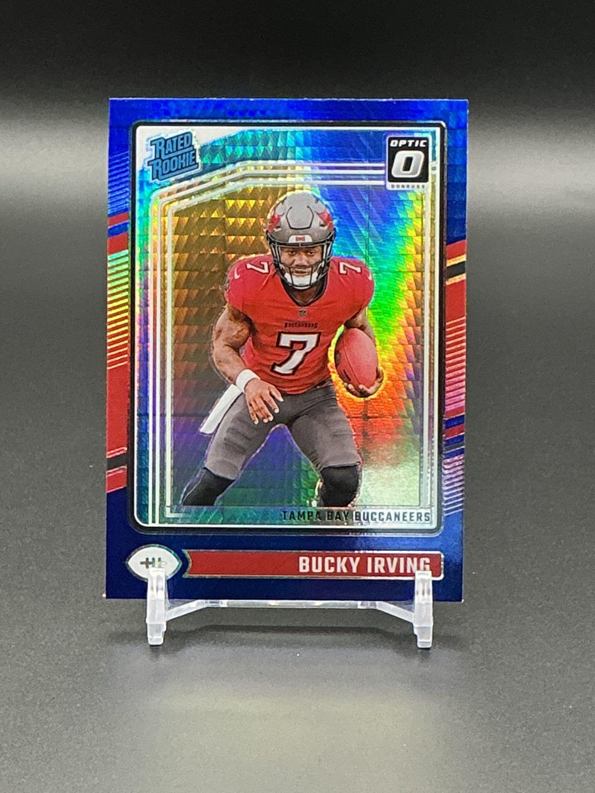 2024 Panini Donruss Optic #216 Bucky Irving - Blue Hyper RC