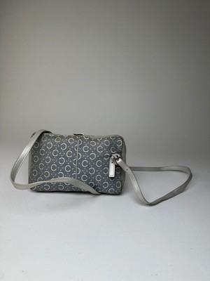Vintage Celine Macadam Canvas Crossbody Bag Y2K Grey Cream