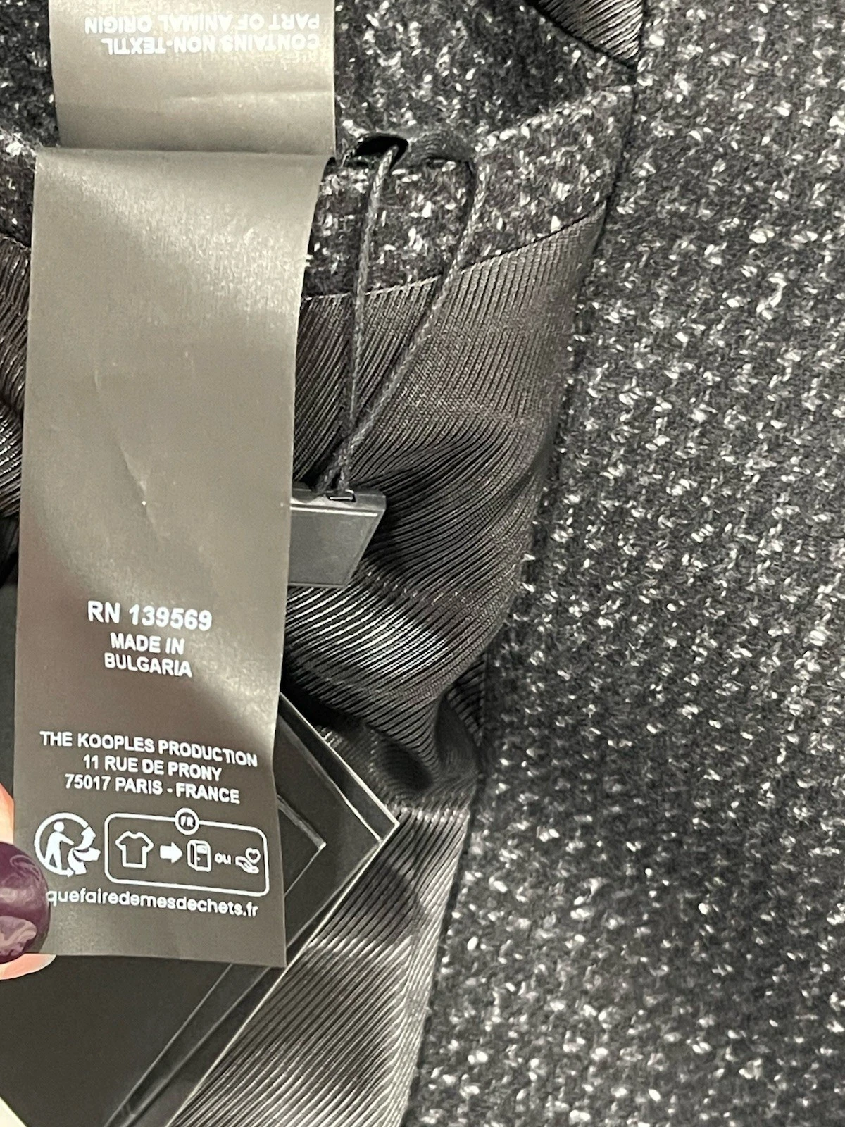 THE KOOPLES MEN’S ELEGANT WOOL BLEND COAT BLACK SPACKLE GRAY SIZE S NWT  $745 image 17