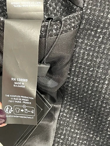 THE KOOPLES MEN’S ELEGANT WOOL BLEND COAT BLACK SPACKLE GRAY SIZE S NWT  $745 image 17