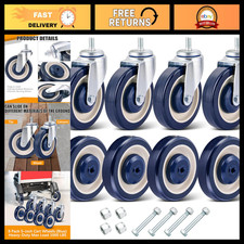 8 Pack 5" Shopping Cart Replacement Wheels Kit  4 Metal Nuts - Durable  Easy I