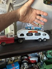 Vintage Marx Linemar GMC car Carrier Truck Tin Litho  1950s  Scarce 