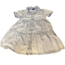 Gap light acid wash denim tiered short sleeve jean dress SIZE S