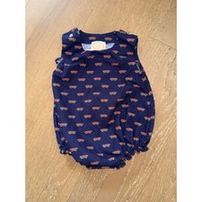 The Beaufort Bonnet Company Navy Red Heart Cotton Bubble Romper 18/24M Kids