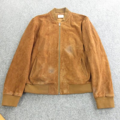 Figaret Paris Jacket Mens Large Brown Goat Suede Bomber Zip Front Classic
