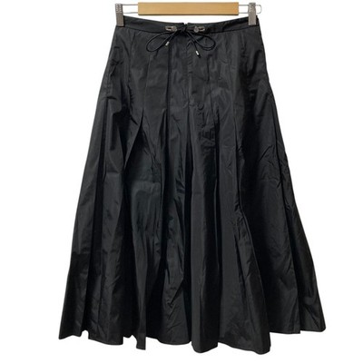 モンクレール 2022年 GONNA ナイロン プリーツスカート ドロスト 黒 MONCLER GONNA Nylon Pleated Long Skirt, Size 38, Black Women USED