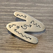 Vintage Sterling Silver Alpaca Mexico Zig Zag Letters N or Z Brooch with Arrows