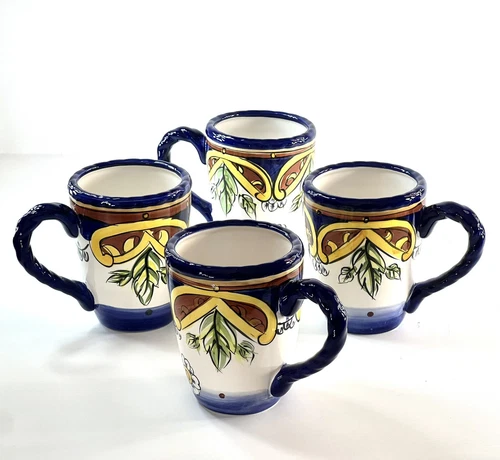 Set of 4 - Vintage - TableTops Gallery - By Bartolo - Hand-Painted - Floral Mugs