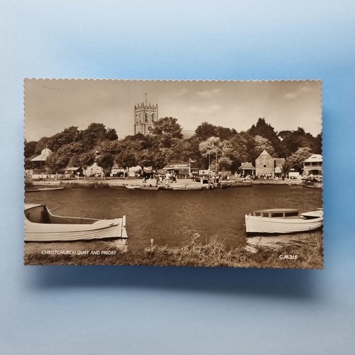 Christchurch Postcard C1950 Real Photo Dorset Cafeteria River Quay Bandstand