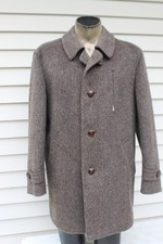 VTG Monarch Munchen US Men's SIZE 44L Brown Wool Mohair Over Top Coat Excellent