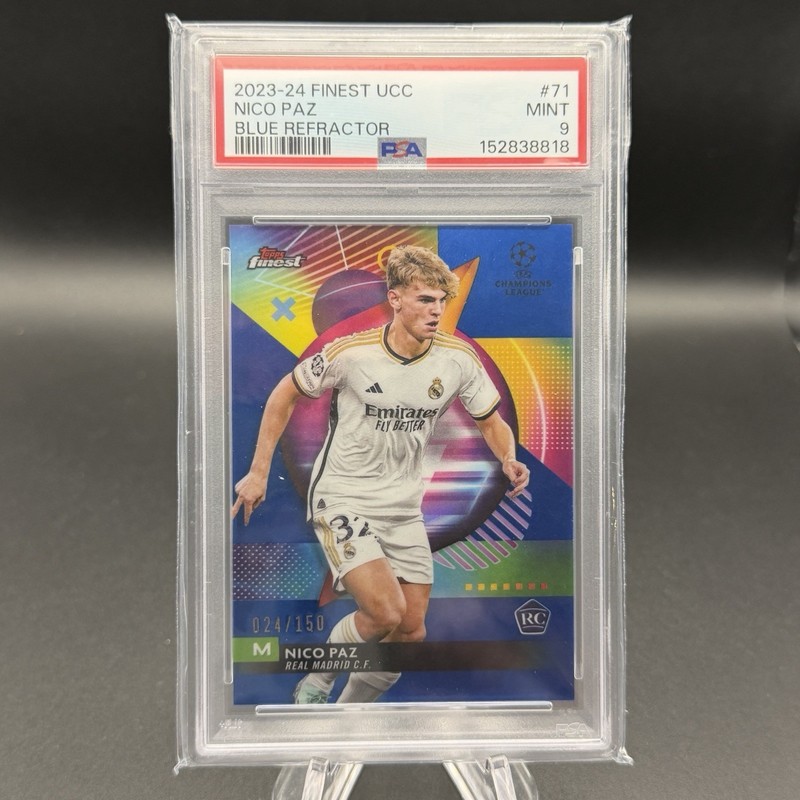 2023-24 Topps Finest Nico Paz Rookie RC Blue 024/150 Real Madrid Como PSA 9