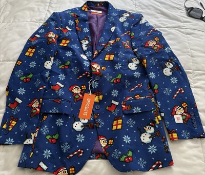 Men's 38R OppoSuits Christmas 3pc Suit-Pants 32X32 Jacket 38 & Tie NEW Boxed