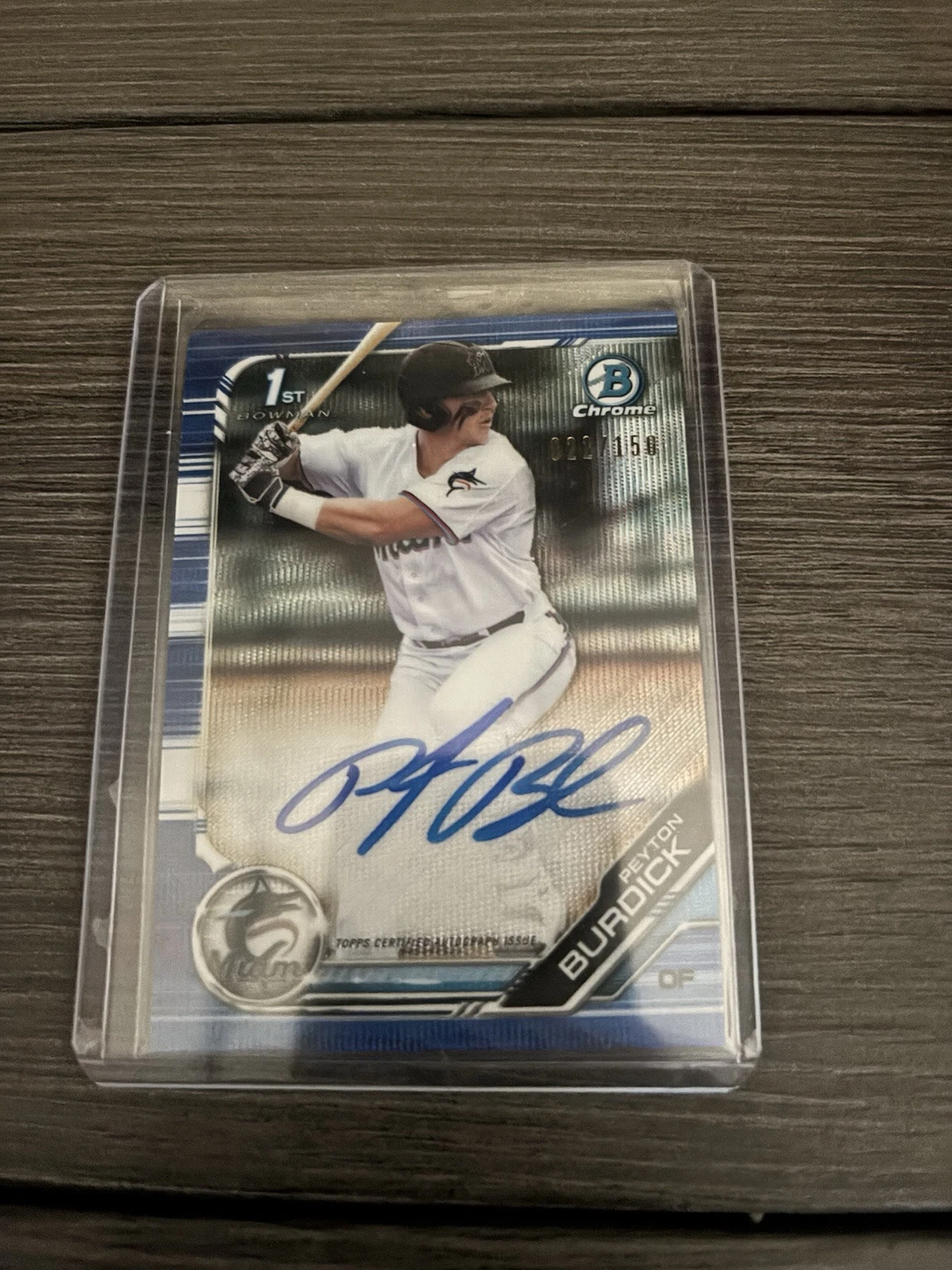 2019 Bowman Draft Peyton Burdick Chrome Pick Auto Blue Wave Refractor #/150