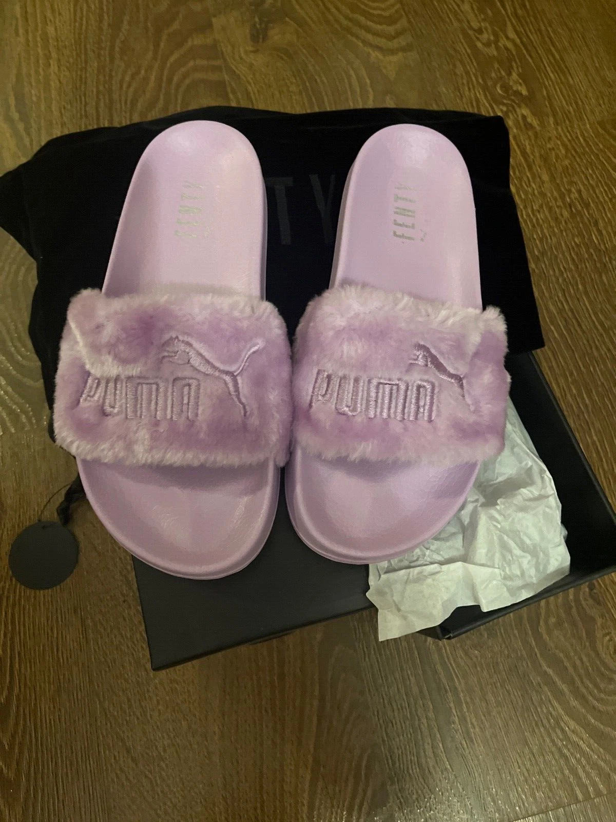 Puma Fenty Fur Slide Orchidea Bloom Puma Silver UK 6 nuovo con scatola