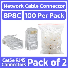 200 Pack RJ45 Modular Plugs 8P8C Cat5e Cat 5 LAN Ethernet Cable Connector Plug