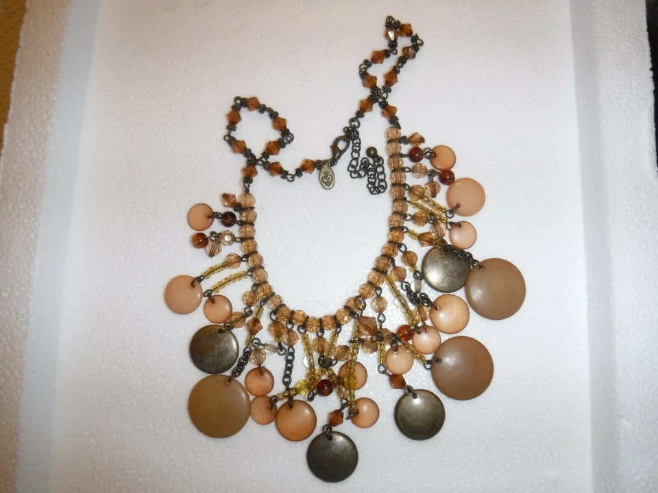 Collar Premier Designs "Caída Libre" Graduado Acrílico Cuentas Hilos Discos Colgantes Foto 4 de 4