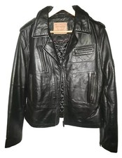 Levi Strauss Co. Black Leather Motorcycle Biker Jacket Women's Xl 5-pocket Coat